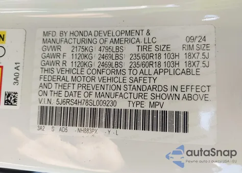 2025 Honda Cr-V Ex-L Awd из США, поврежденный, VIN 5J6RS4H78SL009230